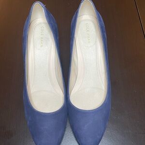 Cole Haan Grand OS Navy Suede Waterproof Women's Heel Wedges